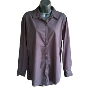 Gloria Vanderbilt Womens Black 100% Cotton Button Down Shirt Size M Long Sleeve